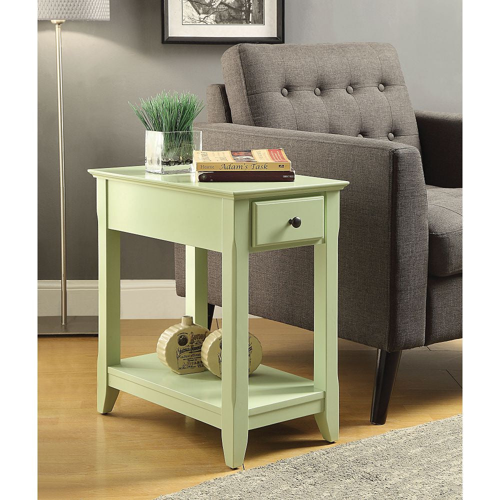 Bertie Wooden Tapered Leg Side Table With Bottom Shelf Light Green