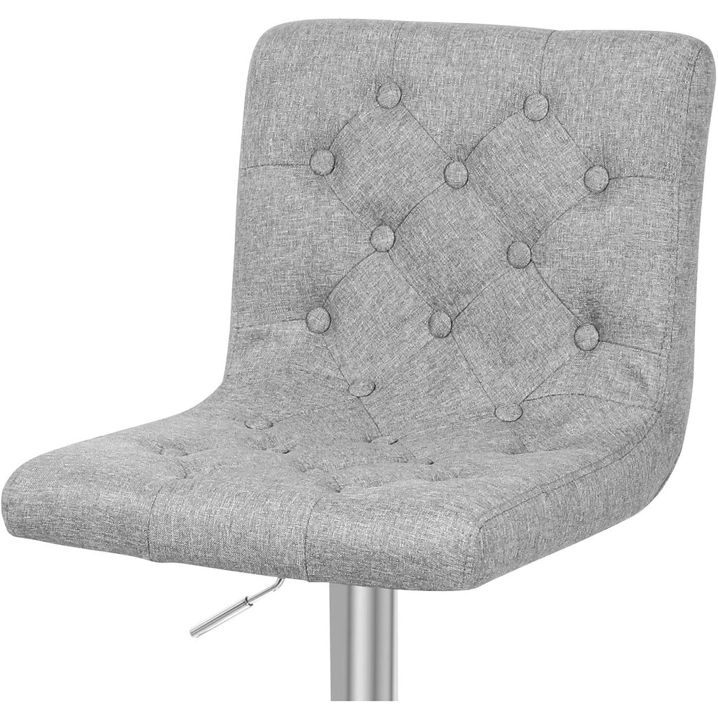 Dark Gray Fabric Square Adjustable Height Swivel Bar Stool Lift Pub Chair (Fabric Gray) Set of 2