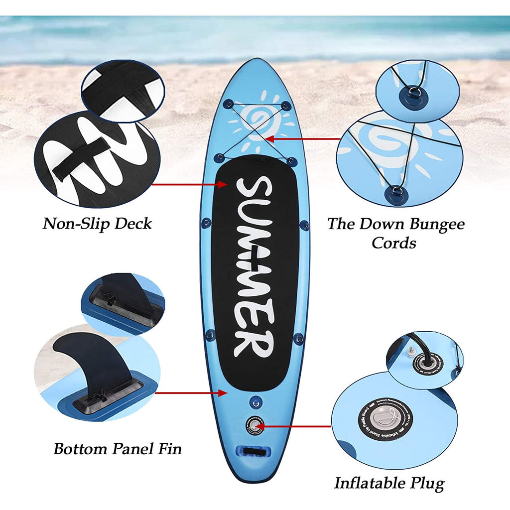 Black Stand-Up Paddle Board Inflatable Surf Control Board,(Blue)