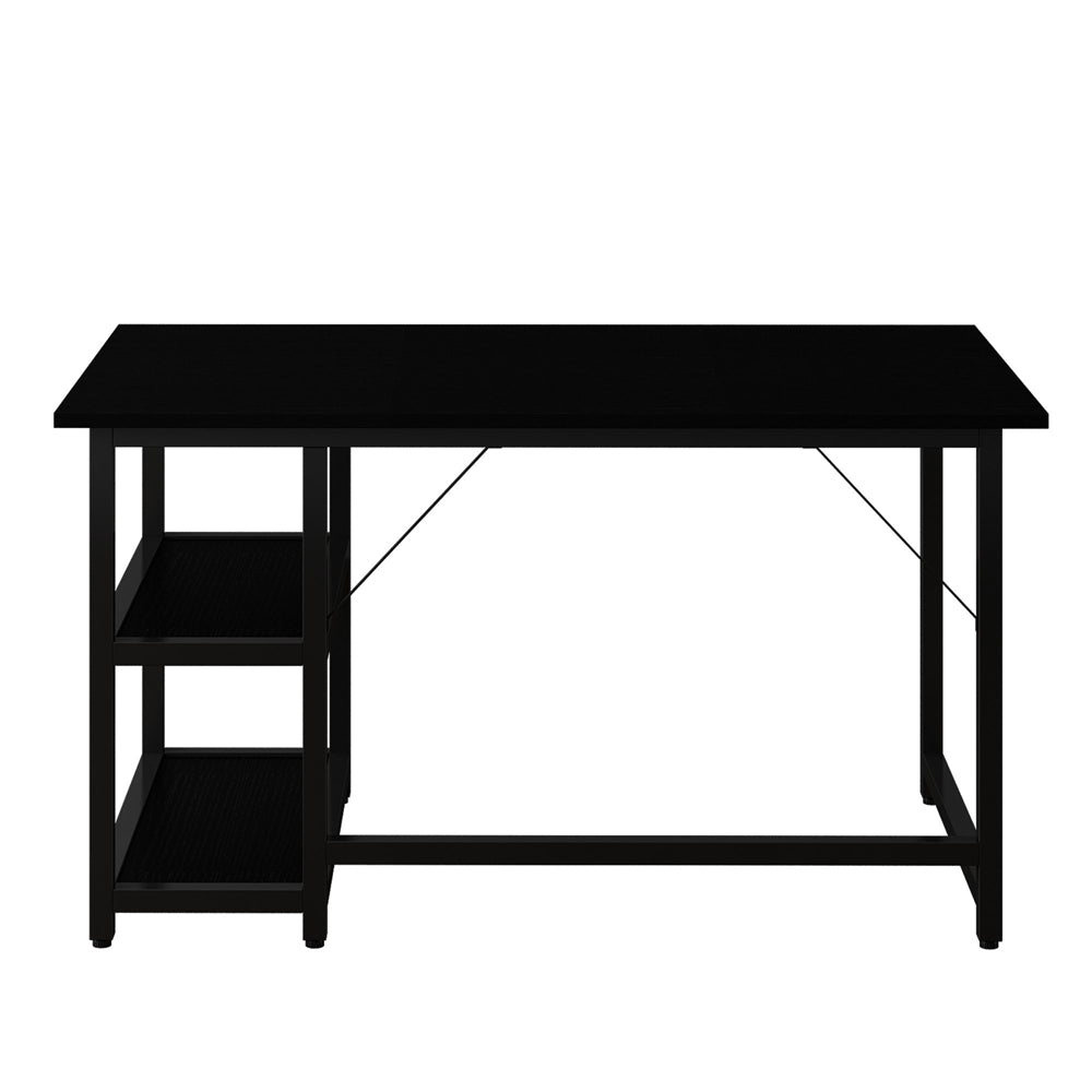 Black 47" Computer Study Desk with Reversible 2 Tiers Storage Shelves Home Office