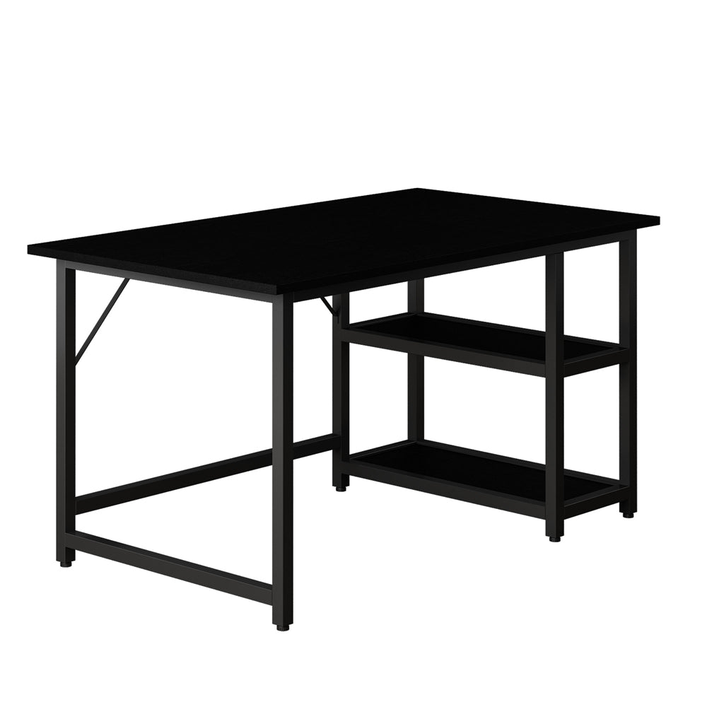 Black 47" Computer Study Desk with Reversible 2 Tiers Storage Shelves Home Office
