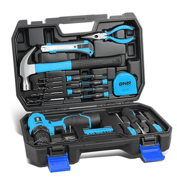 Dark Slate Gray Drill & Home 27 Pieces Tool Kit Set General Household Hand Tool Kits with Tool Box Storage Case