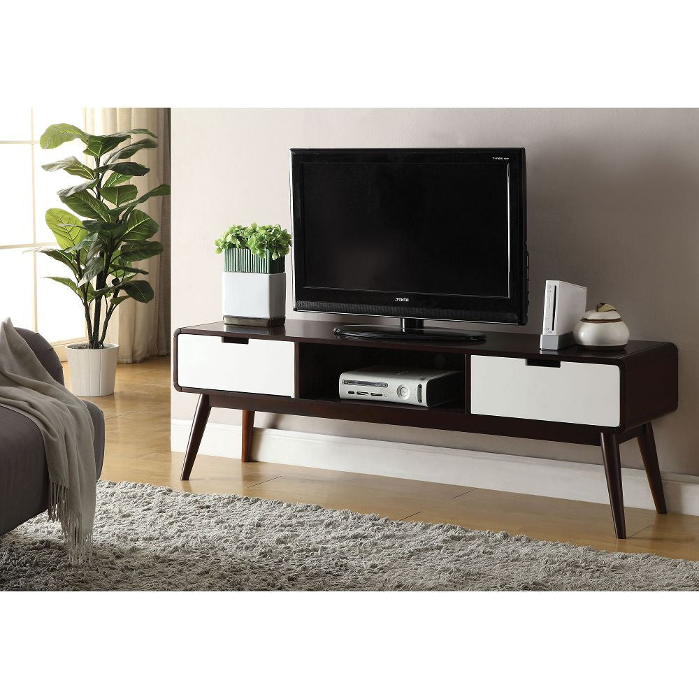 Christa TV Stand w/2 Drawers & Open Media Compartment in Espresso & White BH91510