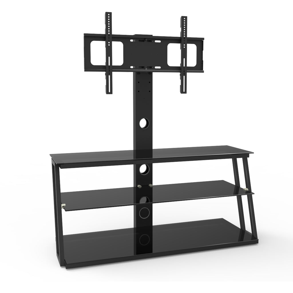 Dim Gray Multi-Function Angle And Height Adjustable Tempered Glass TV Stand Black BH24104953