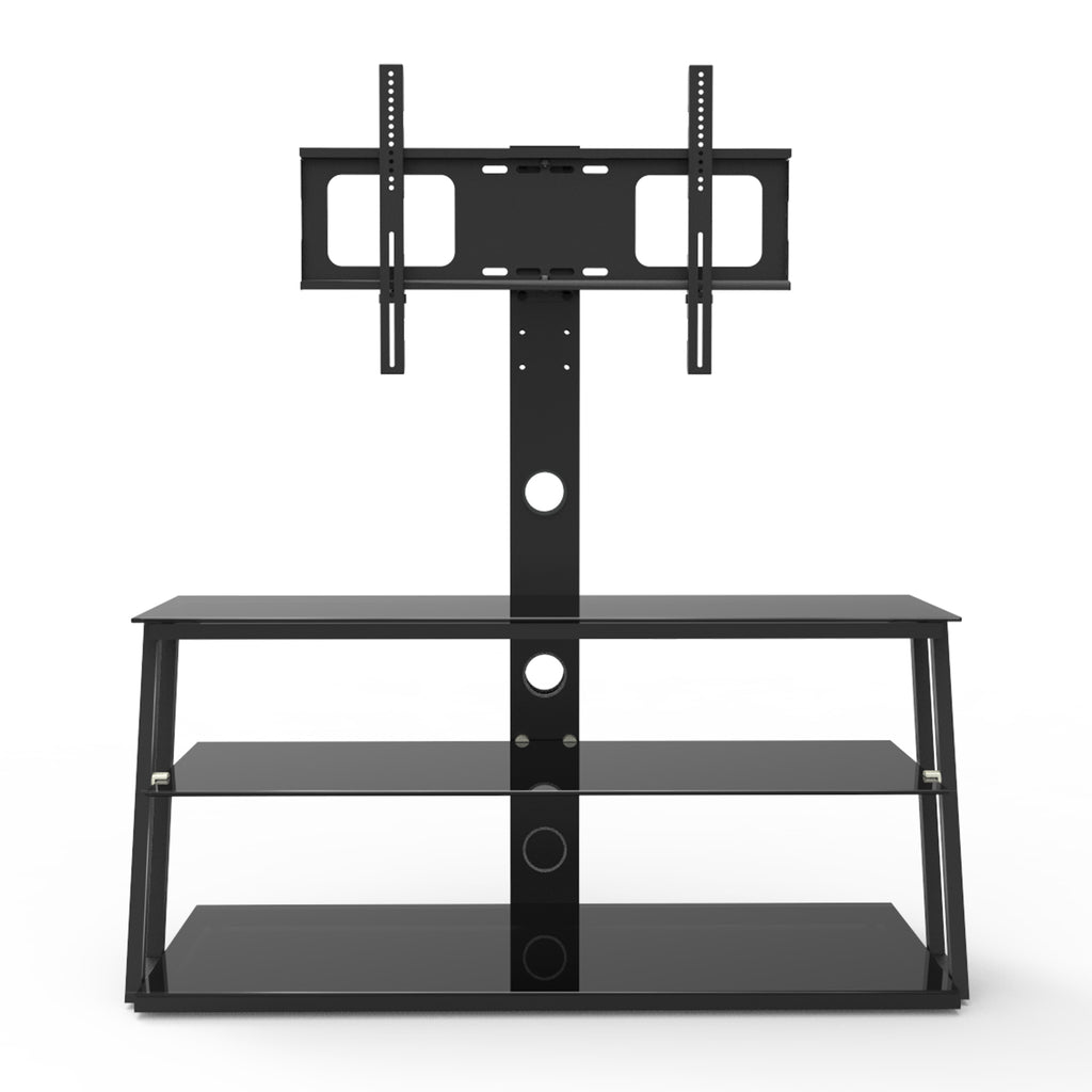 Dark Slate Gray Multi-Function Angle And Height Adjustable Tempered Glass TV Stand Black BH24104953
