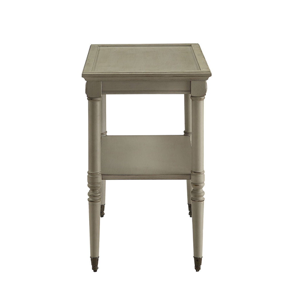 Removable Tray Table With 1 Open Compartment & Metal Caster Wheels Antique Slate