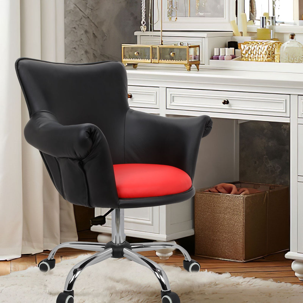 Tomato Modern Mid Back Microfiber Home Office Chair Computer Desk Chair Swivel Beauty Nail Salon Spa Vanity Seat