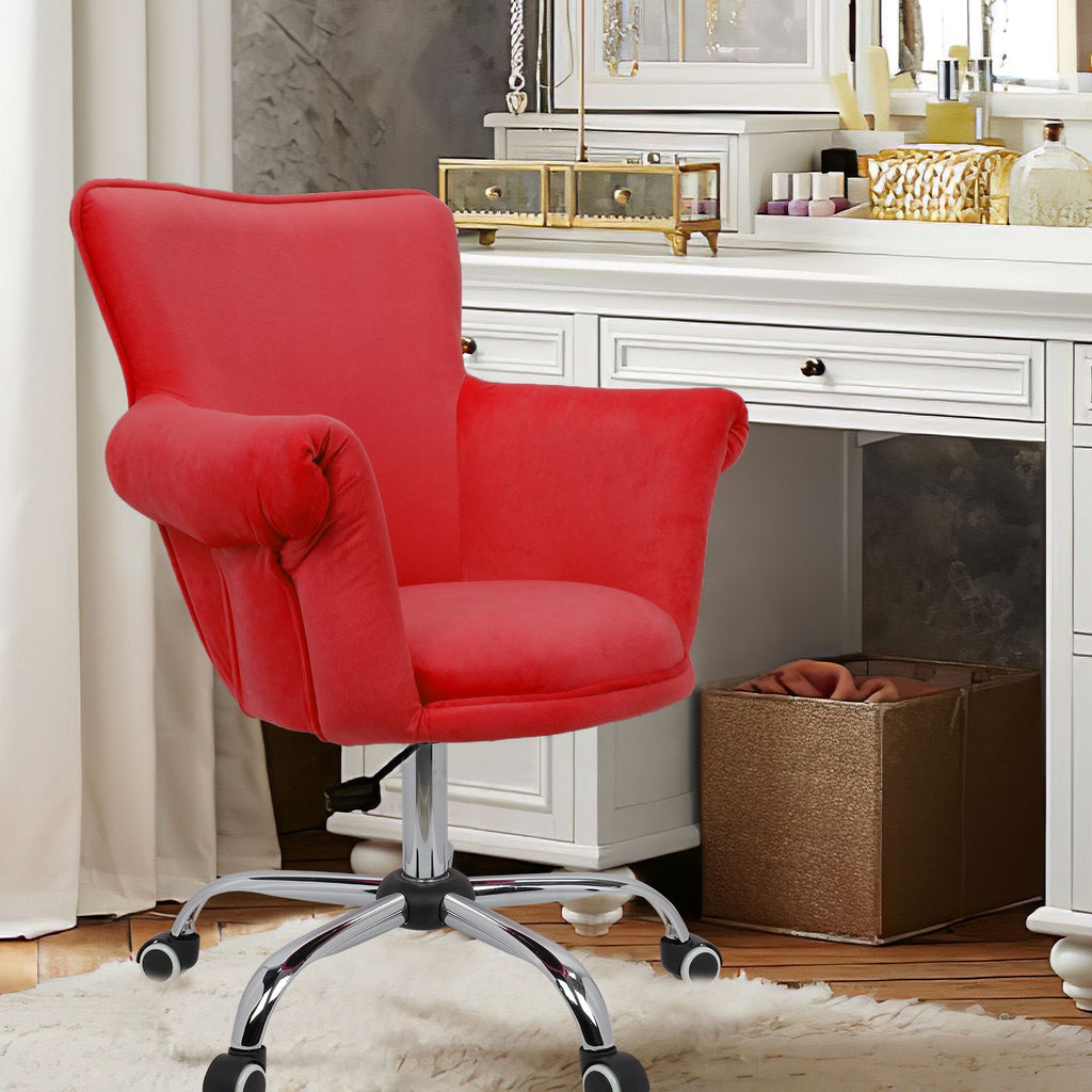 Firebrick Modern Mid Back Microfiber Home Office Chair Computer Desk Chair Swivel Beauty Nail Salon Spa Vanity Seat