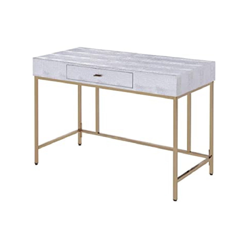 Piety Vanity Desk With A Middle Drawer in Silver PU & Champagne BH92425