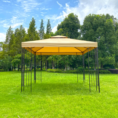 Goldenrod Outdoor Patio Gazebo Canopy Tent With Ventilated Double Roof And Mosquito Net, 10x10Ft