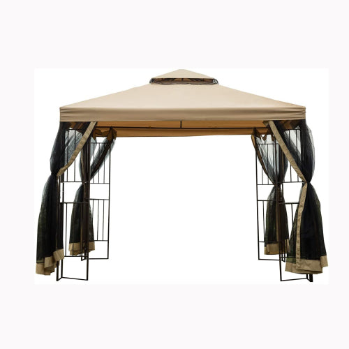 Dim Gray Outdoor Patio Gazebo Canopy Tent With Ventilated Double Roof And Mosquito Net, 10x10Ft