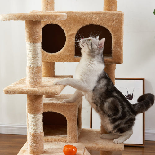 Gray 51" Multi-Level Cat Tree Tower with Scratching Posts Kittens Activity Tower