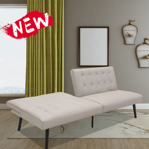 Dark Olive Green PU Leather Convertible Folding Sofa Chair Single Futon Sofa Couch BH5012729