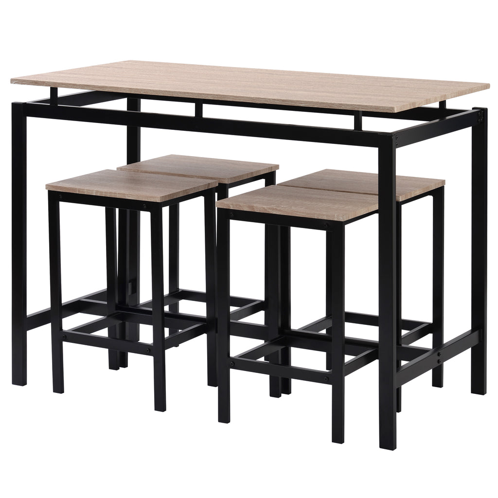 Black 5 Counts - Kitchen Counter Height Table Set Dining Table with 4 Chairs BH196232