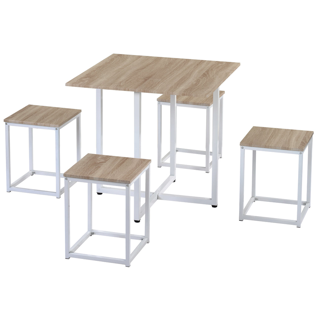 5 Counts - Dining Set Bar Table Set for 4 Kitchen/Living Room/Bar/Restaurant White