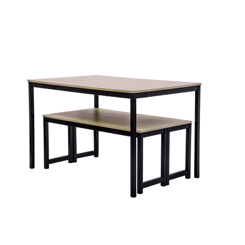 Black 3 Counts - Dining Set with Two benches, Modern Dining Room Furniture
