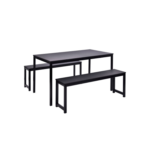 Black 3 Counts - Dining Set with Two benches, Modern Dining Room Furniture