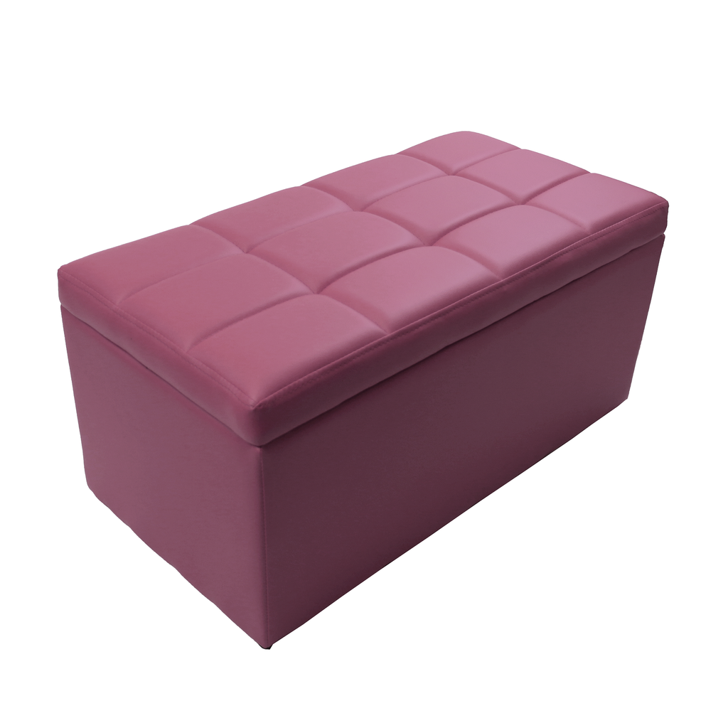 Rosy Brown Elegant Rectangular Unfold Leather Storage Ottoman Bench, 7 Color