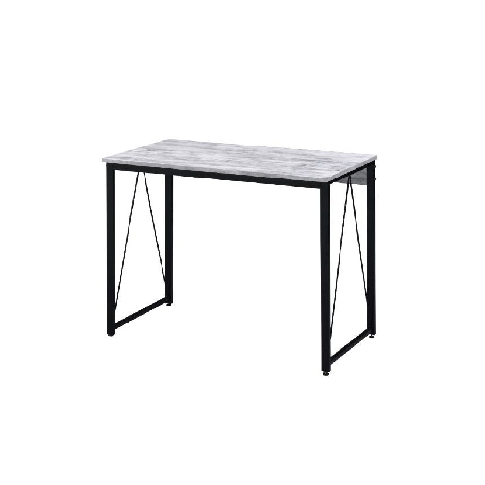 Light Gray Rectangular Writing Desk Metal Base with V-Shaped Accent