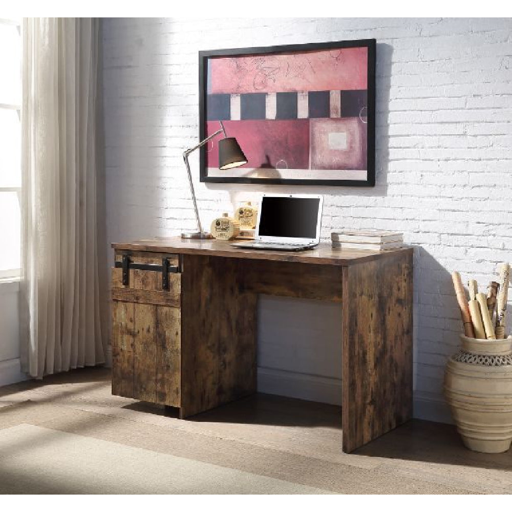 Rectangular Writing Desk With Shelves Rustic Oak