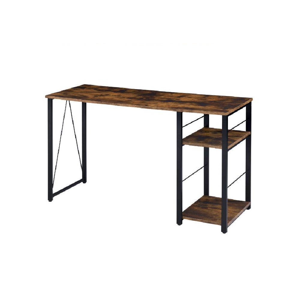 Dark Olive Green Rectangular Writing Desk With 2 Tier Shelf