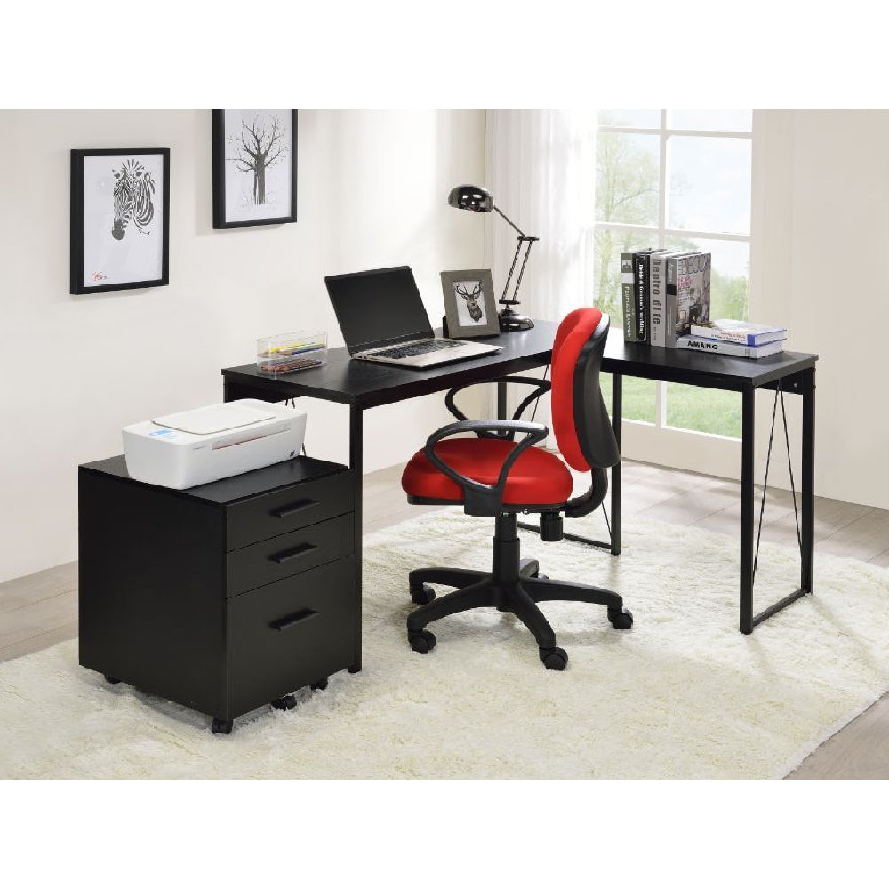 L-Shaped Writing Desk With Metal Base Black