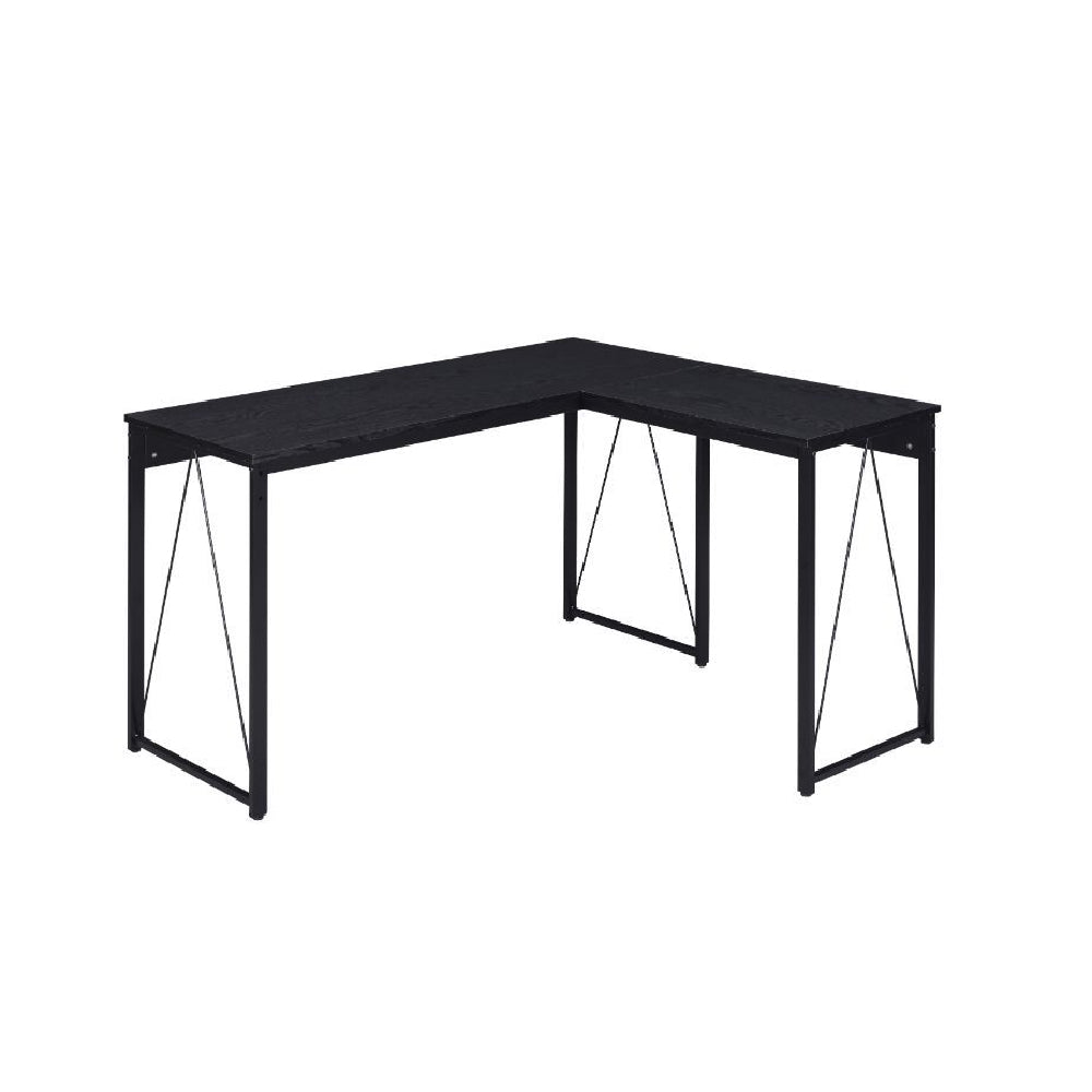 L-Shaped Writing Desk With Metal Base Black