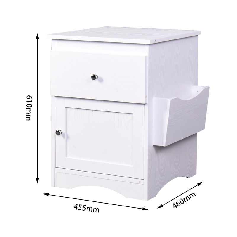 Bedroom Furniture Bedside Storage Cabinet Multifunctional Drawer Cabinet White - Size