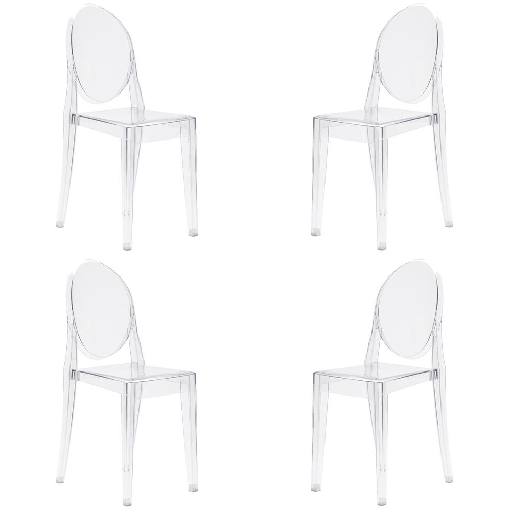 Snow Set of 4 Ghost Dining Side Chair in Transparent Crystal Clear