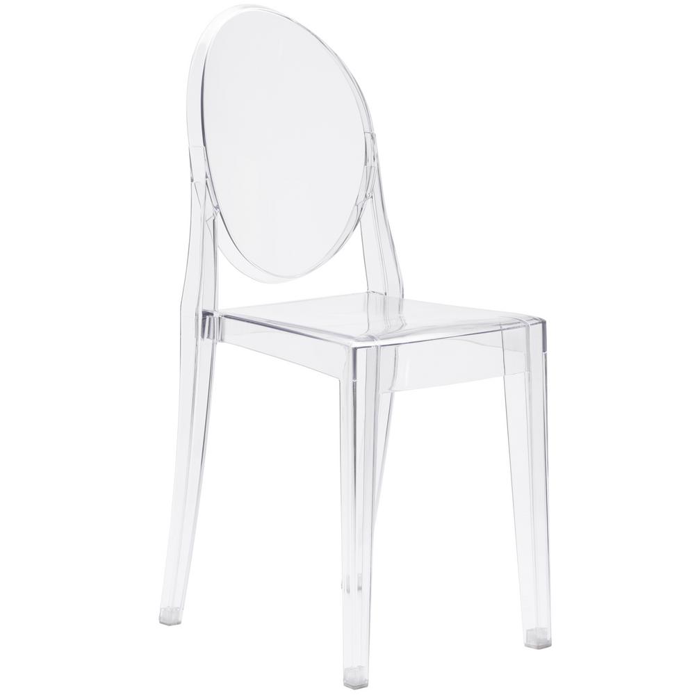 White Smoke Set of 4 Ghost Dining Side Chair in Transparent Crystal Clear