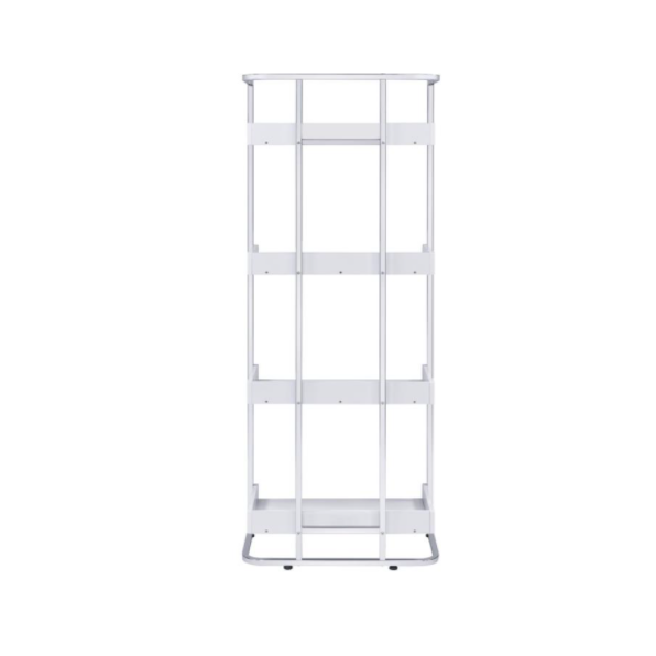 Lavender Coaster_803402 White High Gloss Wood/Chrome Metal Bookcase (4-Shelf)