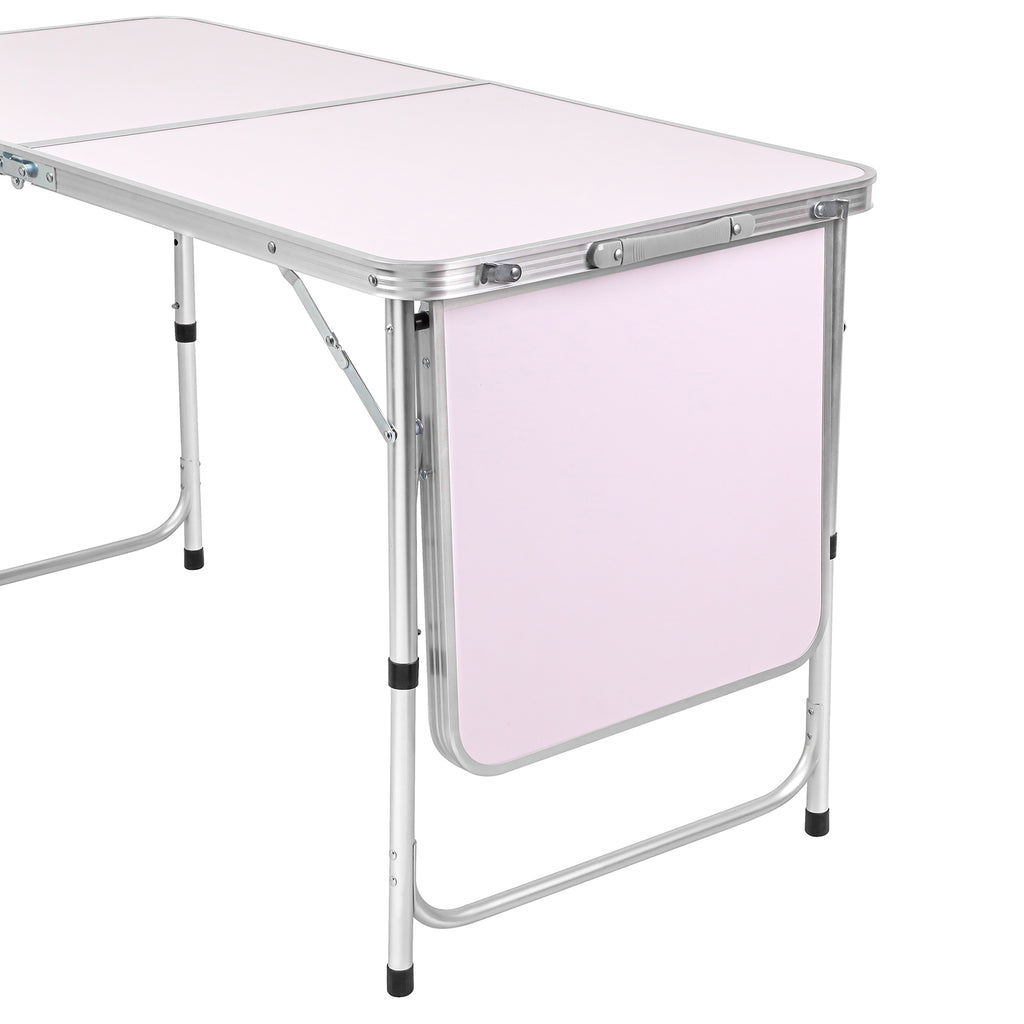 Lavender Folding Camping Picnic Table w/Extended Panel, Compact Aluminum Lightweight Picnic Table Multi-Function BBQ Food Preparation Outdoor Indoor Kitchen Utility Table