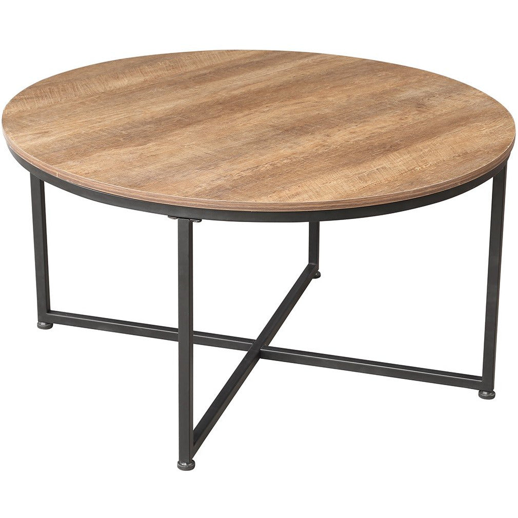 Rosy Brown Modern Round Metal Coffee Table