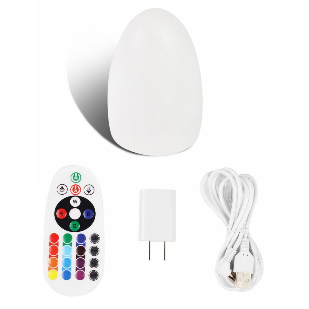 White Smoke Egg Shaped LED Table Lamp 16 Color Mode