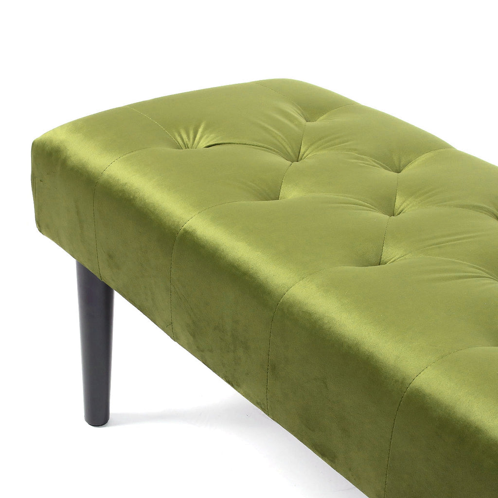Olive Drab Mid-Century Microfiber Button Tufted Ottoman Bench Seat Footstool Bench