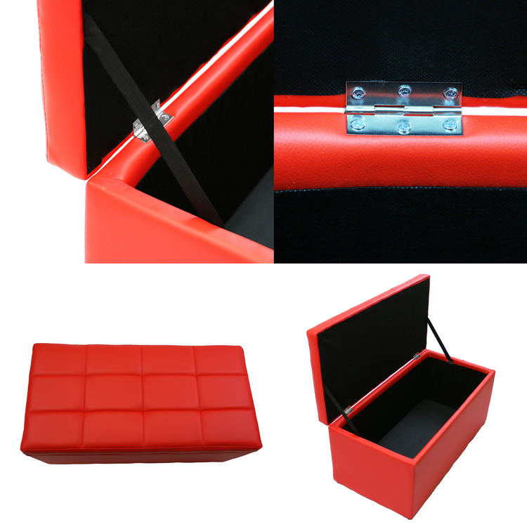 Firebrick Elegant Rectangular Unfold Leather Storage Ottoman Bench, 7 Color