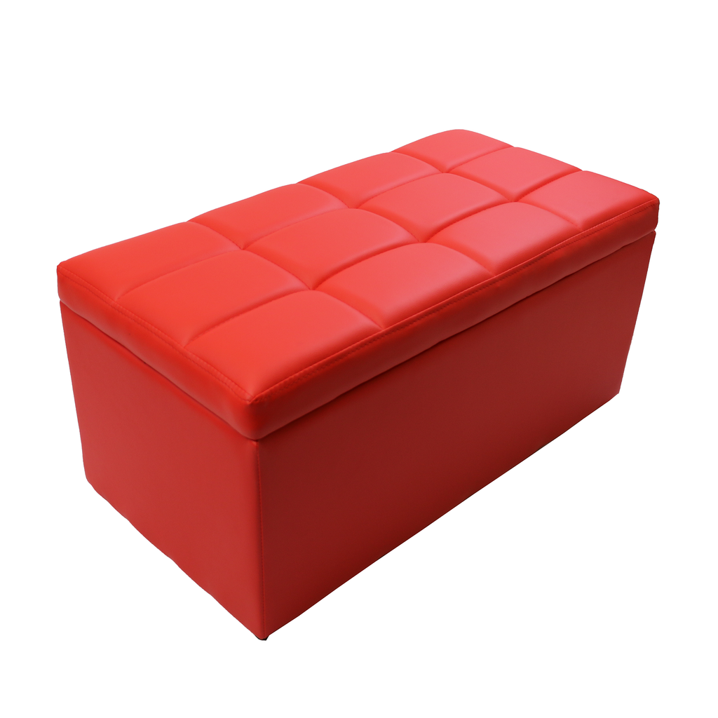 Dark Red Elegant Rectangular Unfold Leather Storage Ottoman Bench, 7 Color