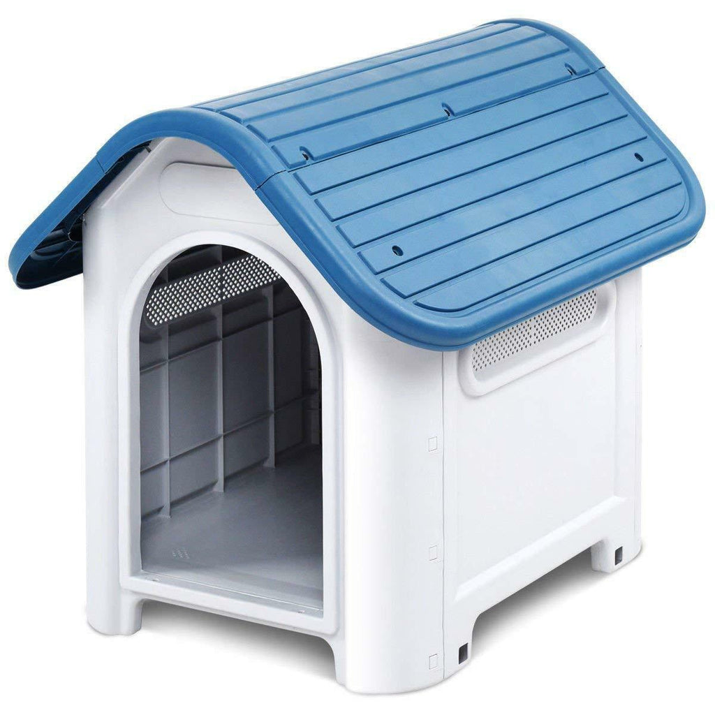 Cornflower Blue Waterproof Plastic Dog Cat Kennel Puppy House Indoor Outdoor Pet Up to 20LB